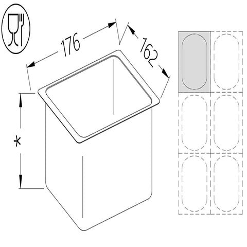 Diamond B/GN1/6-150 Gastronorm Tub 1/6 H150 Mm
