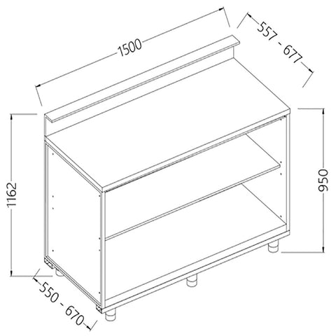 Diamond BB15X/5 Neutral Bar Counter Units With Fitting For Service Top