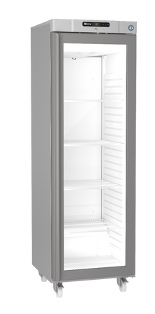 Hoshizaki Compact FG420 R-C DR G U Glass Single Door Stainless Steel Upright Display Freezer, 343 Litres