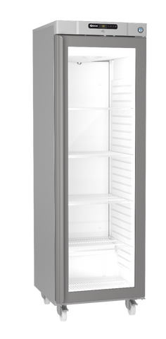 Hoshizaki Compact FG420 R-C DR G U Glass Single Door Stainless Steel Upright Display Freezer, 343 Litres