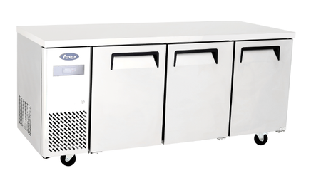 Atosa YPF9047GR Three Door Stainless Steel Undercounter Freezer, 470 Litres