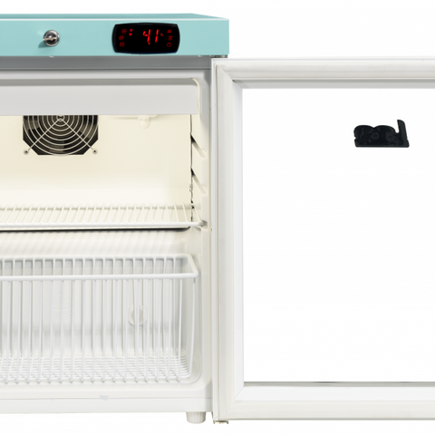 LEC Medical PPGR47BT-UK Glass Single Door Pharmacy Plus Bluetooth Enabled Countertop Refrigerator, 47 Litres