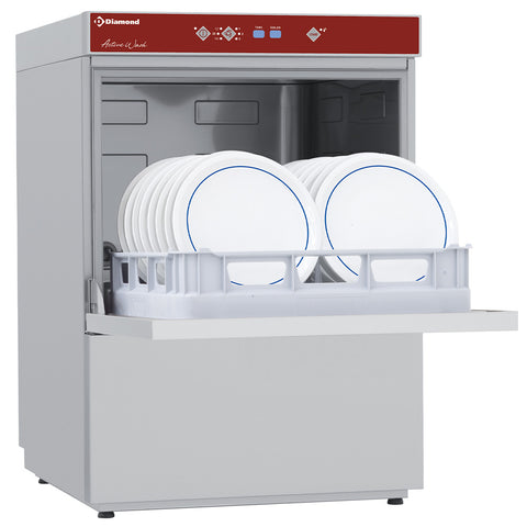 Diamond D86/6-PS 500mm Basket Frontloading Dishwasher with Drain Pump, 18 Plates