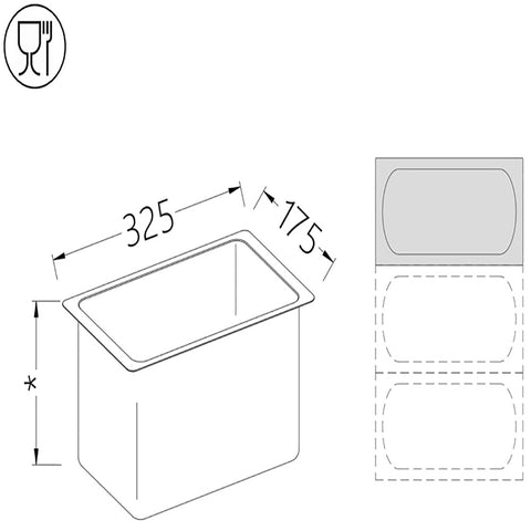 Diamond B/GN1/3-100 Gastronorm Tub 1/3 H100 Mm