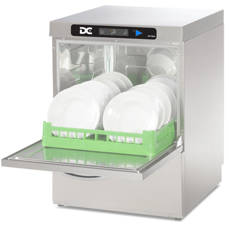 DC OXD50AISD Optima Range 500mm Basket Frontloading Commercial Dishwasher with Break Tank, Integral Softener & Drain Pump - 18 Plates
