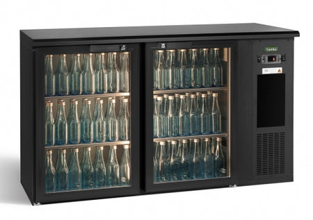 Gamko E3/22GMU84 Glass Double Door Black Undercounter Bottle Cooler, 344 x 33 Centiliters Bottles