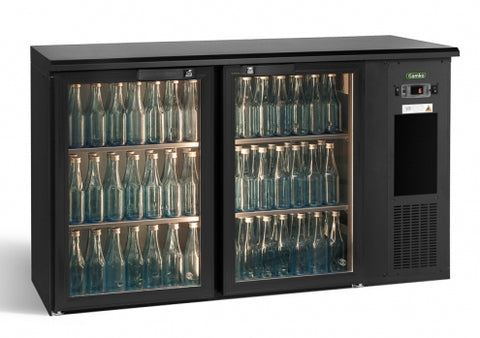 Gamko E3/22GMU84 Glass Double Door Black Undercounter Bottle Cooler, 344 x 33 Centiliters Bottles