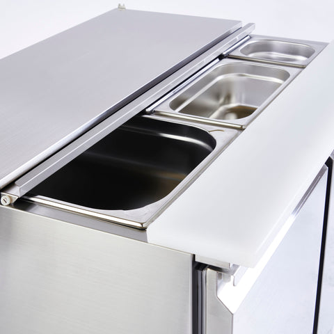 Sterling Pro Cobus SPU200SL 2 Door Hinged Lid & Chop Board Saladette Counter, 240 Litres