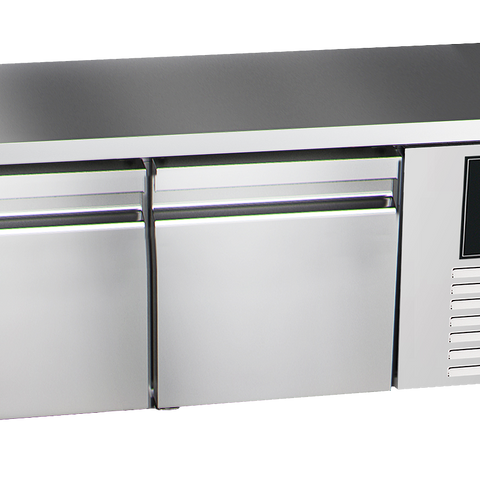 Sterling Pro Green SPI-B-135 2 Door Stainless Steel Low-Height Fridge Counter, 2 x 2/3 Drawers