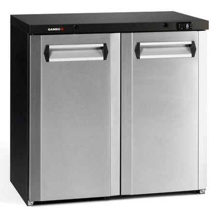 Gamko MG3/250CS Maxiglass Hinged Stainless Steel Front Double Door Undercounter Bottle Cooler, 250 Litres