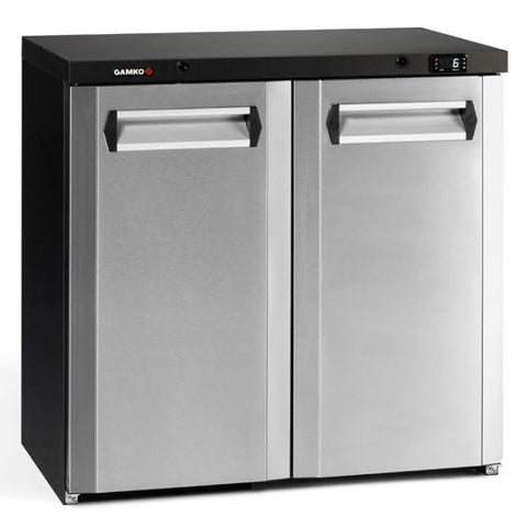 Gamko MG3/250CS Maxiglass Hinged Stainless Steel Front Double Door Undercounter Bottle Cooler, 250 Litres
