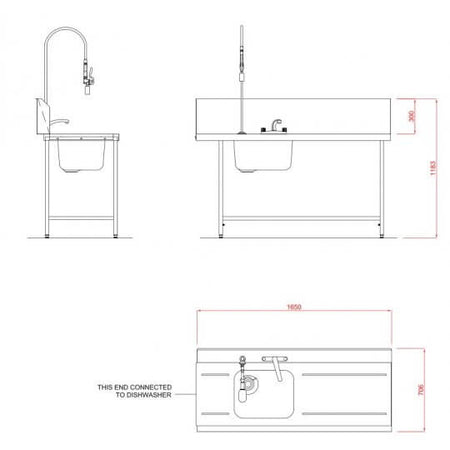 Hobart SD1650R/L Inlet Triple Rack Table & Sink
