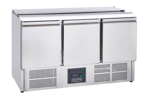 Sterling Pro Cobus SPU300SL 3 Door Saladette Hinged Lid & Chop Board, 368 Litres