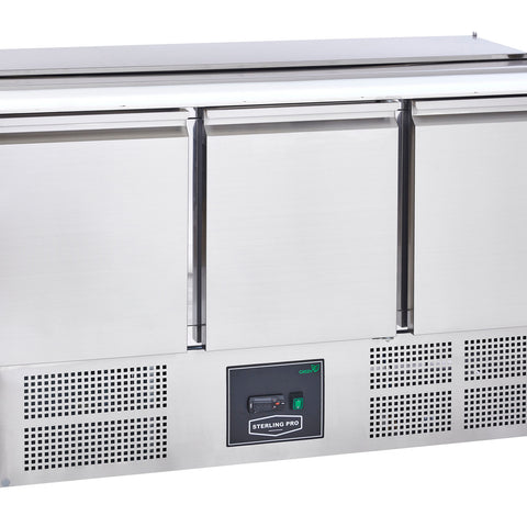 Sterling Pro Cobus SPU300SL 3 Door Saladette Hinged Lid & Chop Board, 368 Litres