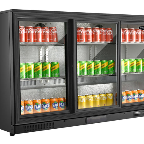 Sterling Pro Green SP3HC-BS Sliding Triple Door Bottle Cooler, 274 x 330ml Bottles