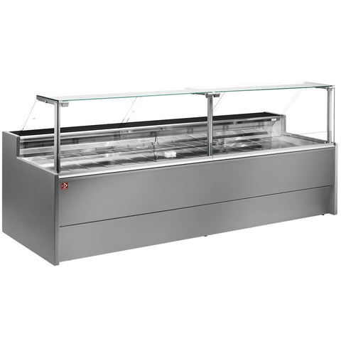 Diamond VZ15/G8-VR2 Flat Glass Grey Refrigerated Serveover Counter, 2500mm
