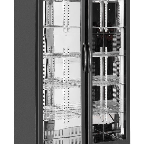 Sterling Pro Green SP220-BK Double Door Black Upright Bottle Cooler, 458 Litres