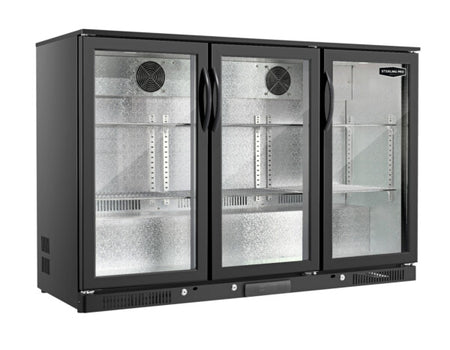 Sterling Pro Green SP3HC-LOW-BH Hinged Triple Door Low Height Bottle Cooler, 274 x 330ml Bottles