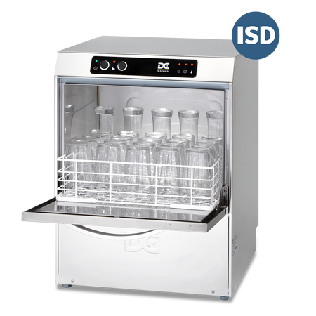 DC SG45ISD Standard Range 450mm Basket Frontloading Commercial Glasswasher with Integral Water Softener and Drain Pump, 25 Pint Capacity