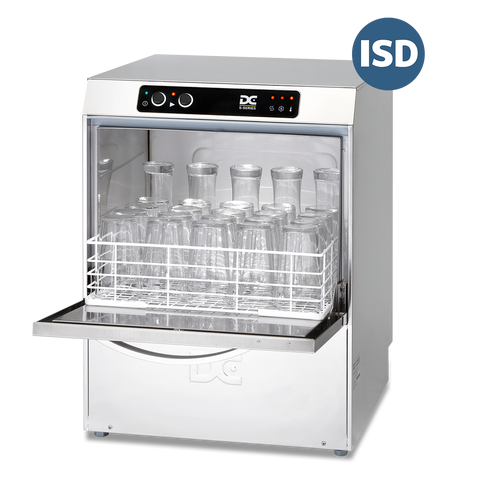 DC SG45ISD Standard Range 450mm Basket Frontloading Commercial Glasswasher with Integral Water Softener and Drain Pump, 25 Pint Capacity