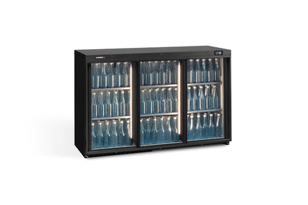 Gamko Maxiglass MG3/315SD Maxiglass Sliding Glass Triple Door Undercounter Bottle Cooler, 315 Litres