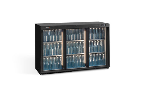 Gamko Maxiglass MG3/315SD Maxiglass Sliding Glass Triple Door Undercounter Bottle Cooler, 315 Litres