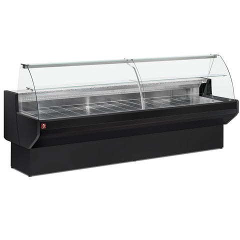 Diamond ML15/B5-R2 Black Curved Glass Serveover with Understorage, 1500mm