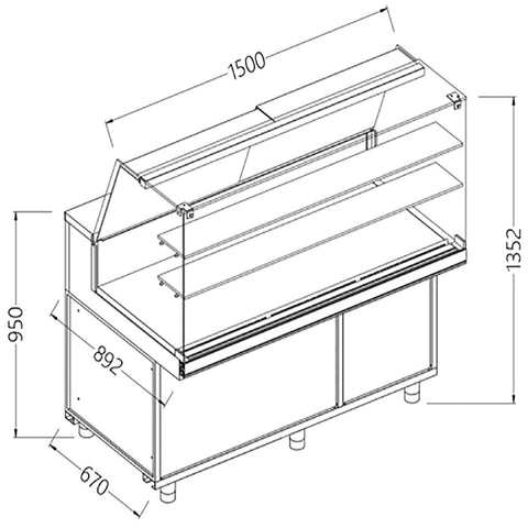 Diamond CA15X Patisserie Display Counter, 1500mm