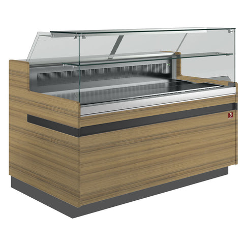 Diamond VB10XE2/R2 Flat Glass Medium Wood Refrigerated Serveover Counter, 2138mm