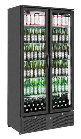 Sterling Pro Green SP220-BK Double Door Black Upright Bottle Cooler, 458 Litres