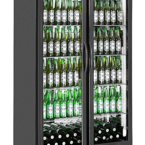 Sterling Pro Green SP220-BK Double Door Black Upright Bottle Cooler, 458 Litres