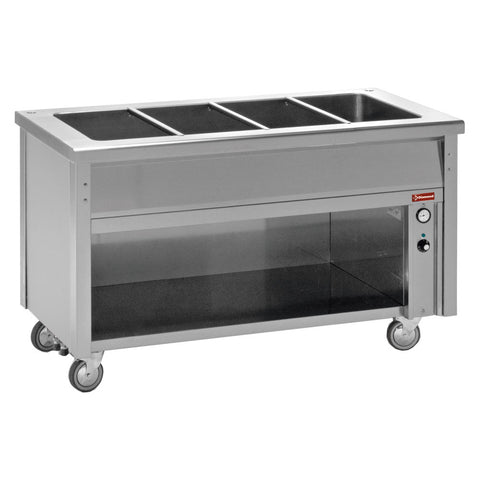 Diamond BT15 Electric Bain Marie on Neutral Open Cupboard, 4 x 1/1 GN