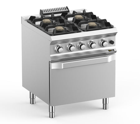 Hobart Ecomax HEFB77FGXL 4 Burner Gas Hob (4 x 7kW) with Gas Oven (6kW), 34kW