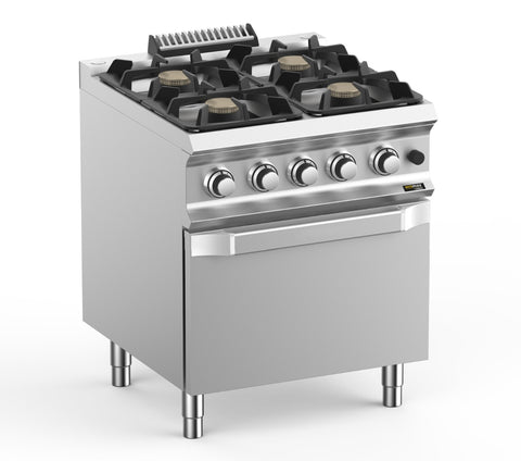 Hobart Ecomax HEFB77FGXL 4 Burner Gas Hob (4 x 7kW) with Gas Oven (6kW), 34kW