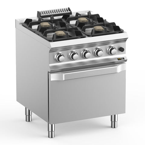 Hobart Ecomax HEFB77FGXL 4 Burner Gas Hob (4 x 7kW) with Gas Oven (6kW), 34kW