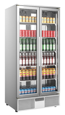 Sterling Pro Green SP220-STS Double Door Stainless Steel Upright Bottle Cooler, 458 Litres