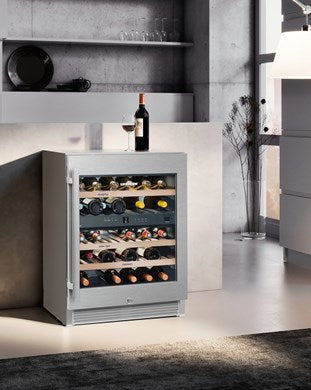 Liebherr WTes 1672 Vinidor Stainless Steel Glass Single Door Undercounter Wine Cabinet, 34 x 750ml Bottles