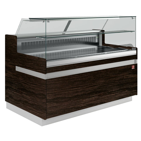 Diamond VB10XD3/R2 Flat Glass Dark Wood Refrigerated Serveover Counter, 1738mm
