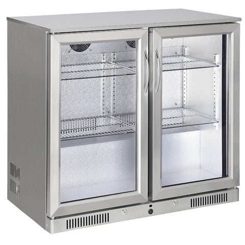 Sterling Pro Green SP2HC-STS Double Door Stainless Steel Bottle Cooler, 180 x 330ml Bottles