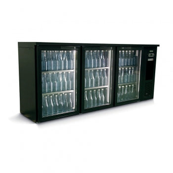 Gamko E3/222GMU84 Glass Triple Door Black Undercounter Bottle Cooler, 531 x 33 Centiliters