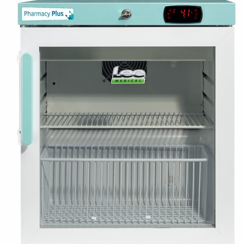 LEC Medical PPGR47BT-UK Glass Single Door Pharmacy Plus Bluetooth Enabled Countertop Refrigerator, 47 Litres