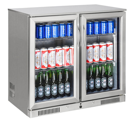 Sterling Pro Green SP2HC-STS Double Door Stainless Steel Bottle Cooler, 180 x 330ml Bottles