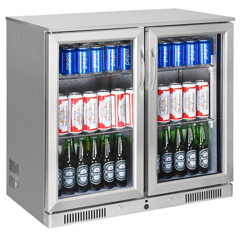 Sterling Pro Green SP2HC-STS Double Door Stainless Steel Bottle Cooler, 180 x 330ml Bottles