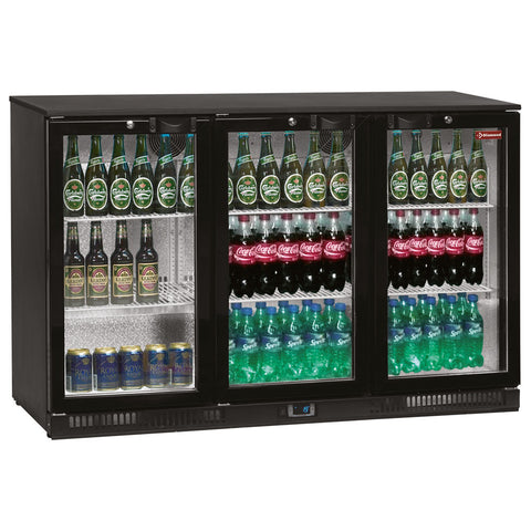Diamond TAB3/D-N2 Hinged Glass Triple Door Back Bar Bottle Cooler, 300 Litres