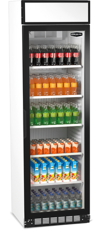 Sterling Pro Green SPG390C Upright Single Door Display Chiller with Canopy, 373 Litres