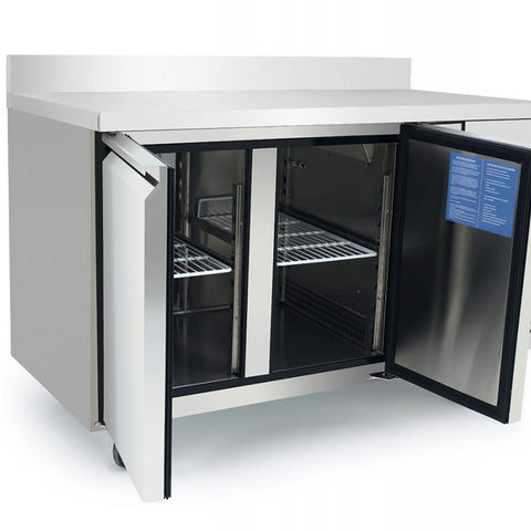 Atosa EPF3462HDSB 2 Door Preparation Counter Freezer with Splash Back, 280 Litres