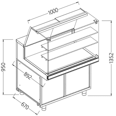 Diamond CA10X Patisserie Display Counter, 1000mm