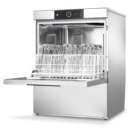 Hobart GXS-10C 500mm Basket Frontloading Commercial Glasswasher with Chemical Pump, Integral Water Softener & Drain Pump, 25 Pint Capacity