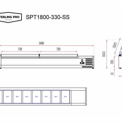 Sterling Pro Cobus SPT1800-330-SS Topping Well with Stainless Steel Lid, 8 x GN1/4