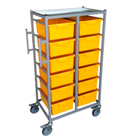 Karri-Cart Combi 2 Tier Trolley with Garment Rail (12 Trays)